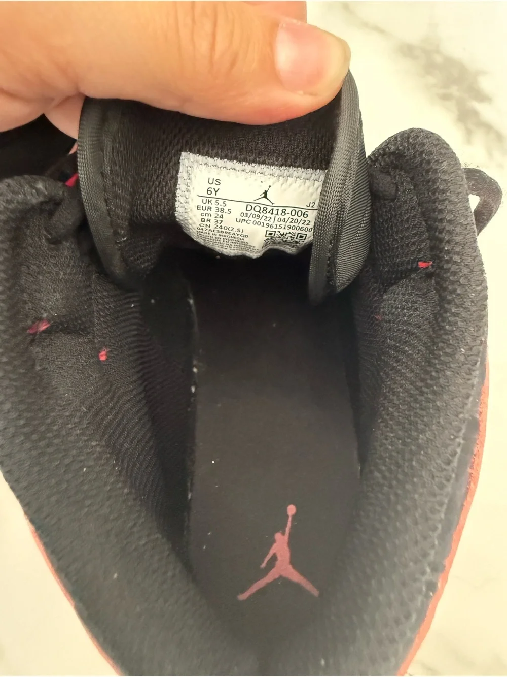Jordan Kids High-Top Sneakers in Red, Black & White